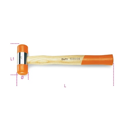 Beta 1390 22mm Diameter Soft Face Hammer, Wooden Handle 013900022